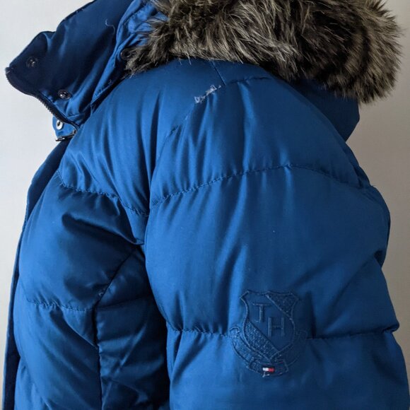 Tommy Hilfiger down puffer winter blue jacket coat, women's large - Picture 6 of 8